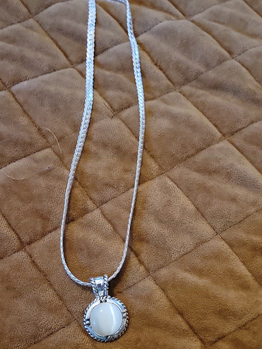 Silver White Stone Pendant Necklace - Women Jewelry